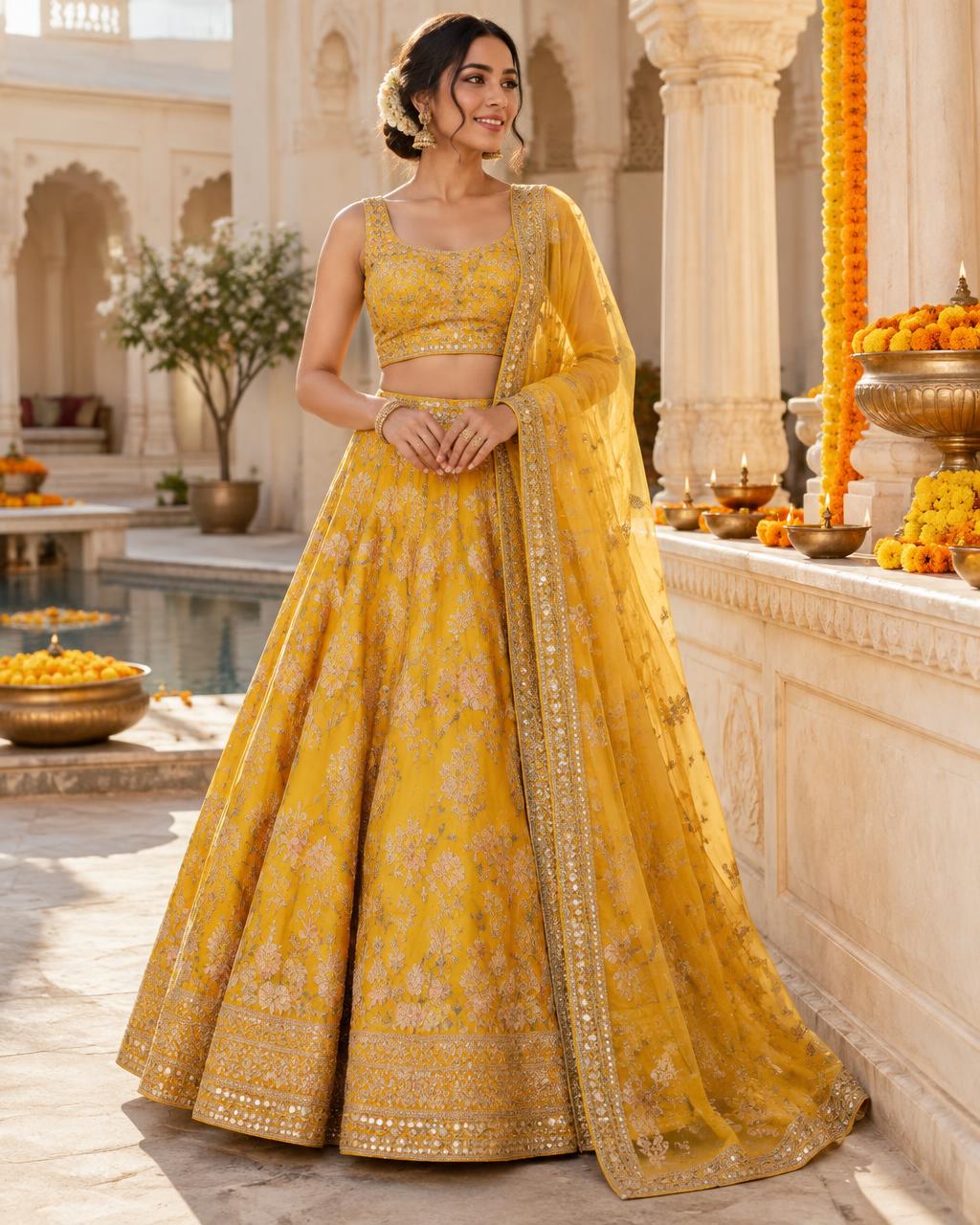 Marigold Floral Lehenga