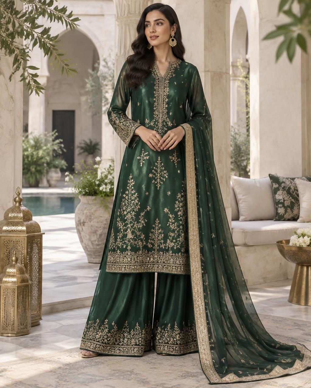 Emerald Embroidered Set