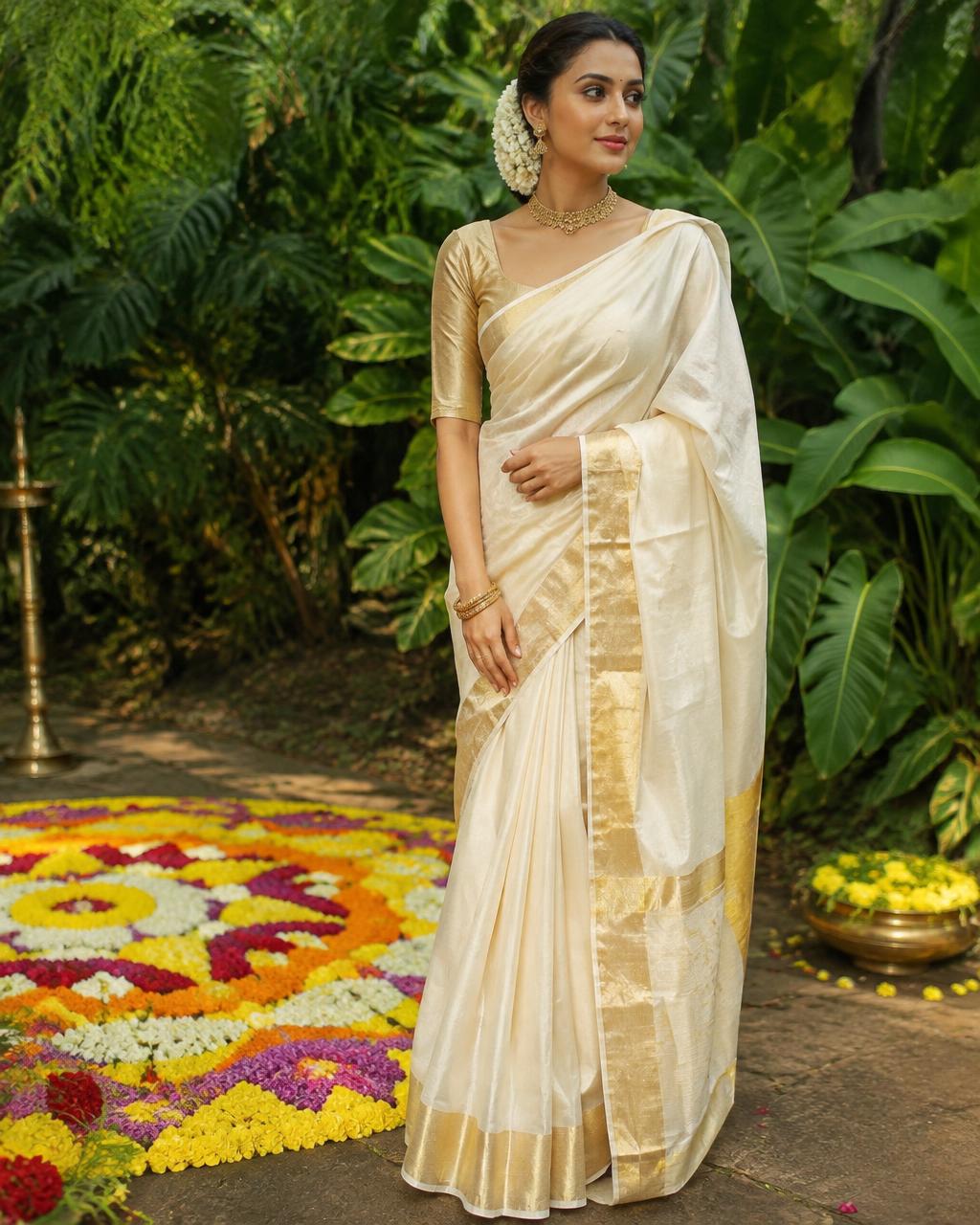 Kasavu heritage saree — Kasavu & Jasmine