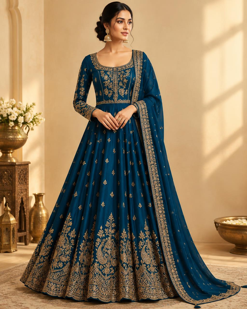 Peacock anarkali gown